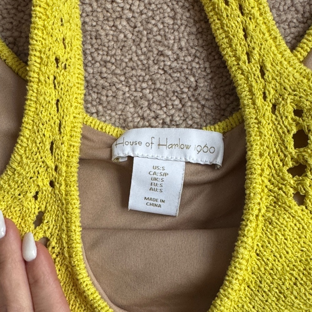 House of Harlow Yellow crochet knit dress - Picture 4 of 6